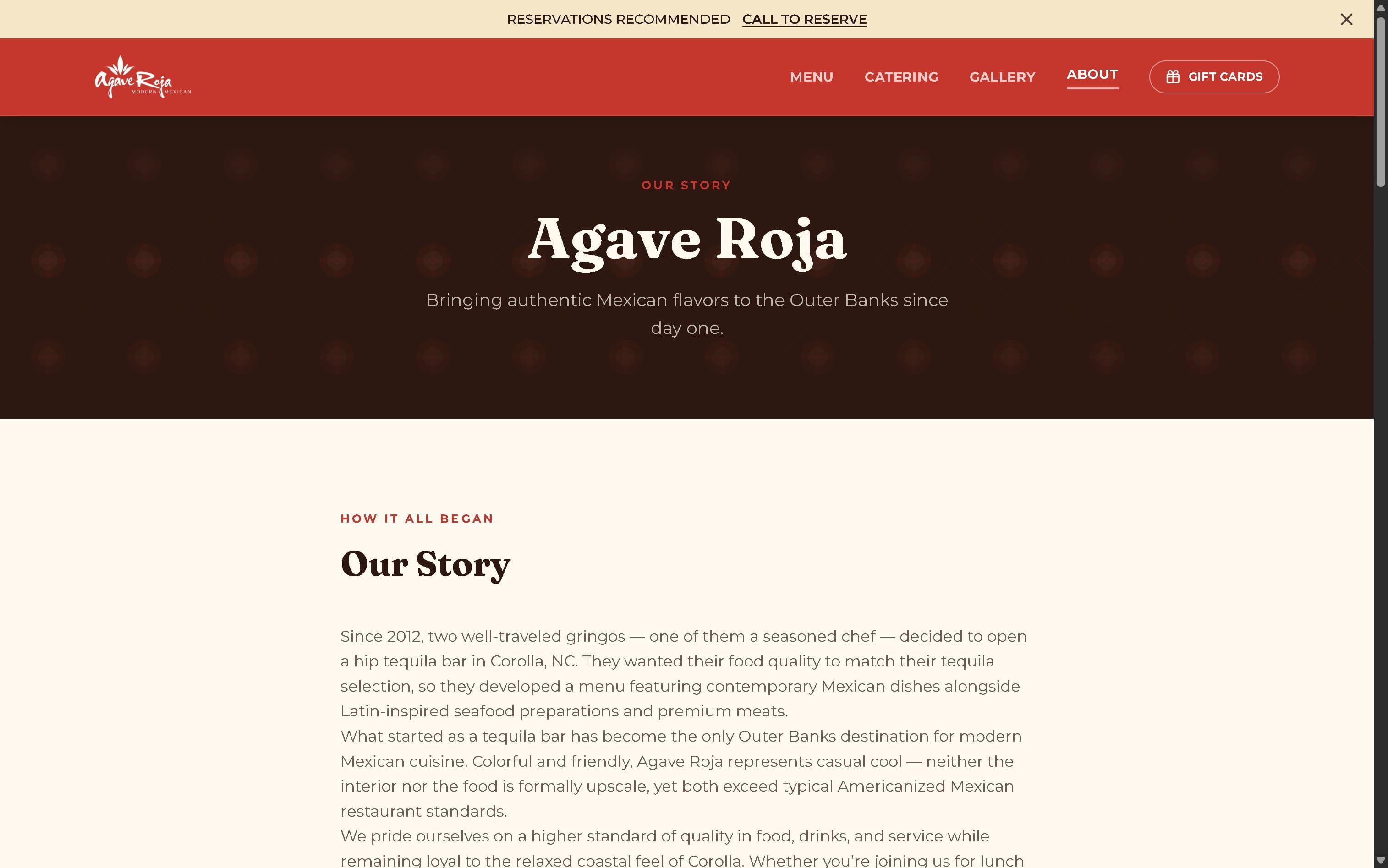 Agave Roja about page — brand story