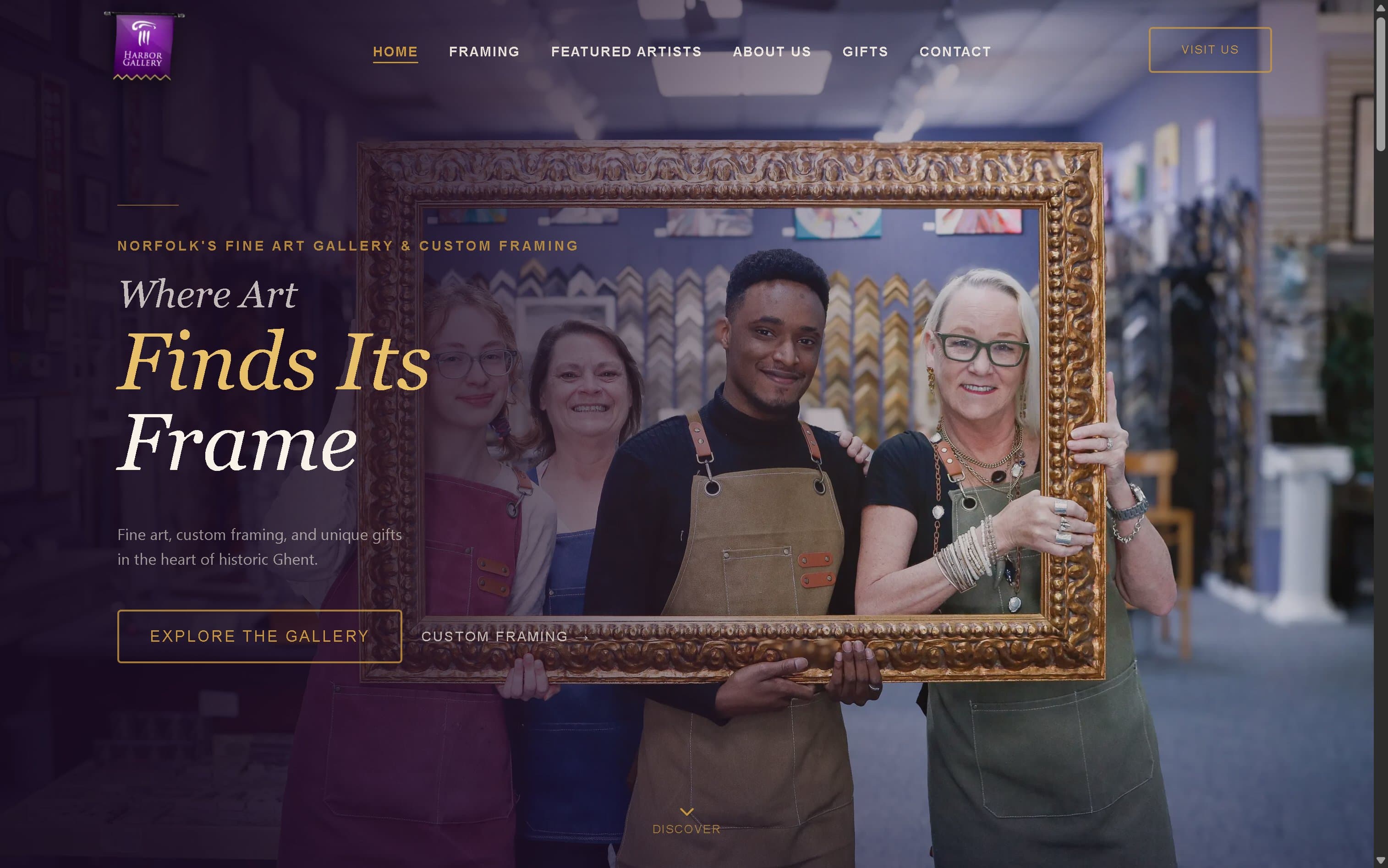 Harbor Gallery homepage — Norfolk fine art, custom framing, and gifts