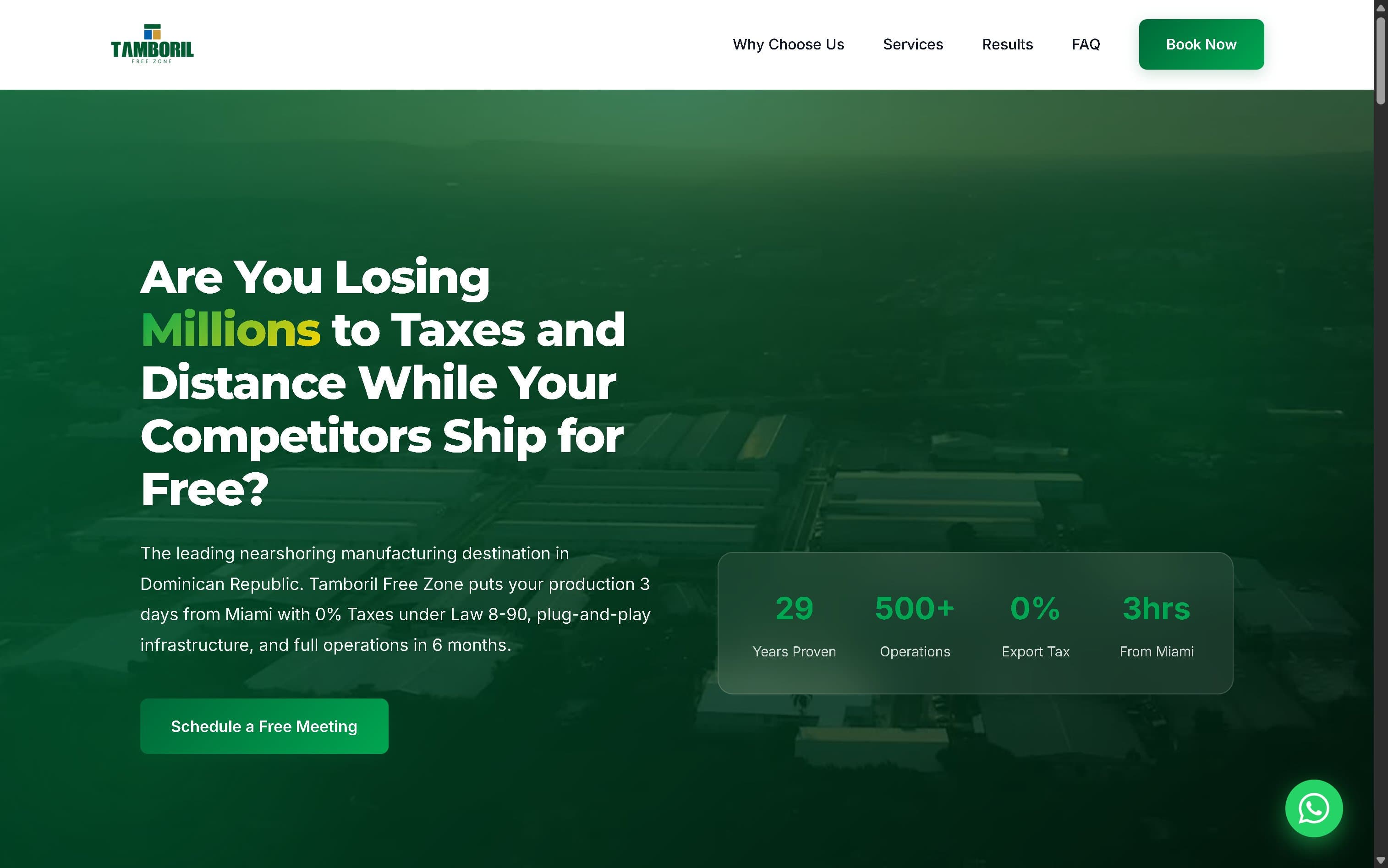 Tamboril Free Zone hero — nearshoring manufacturing, Dominican Republic